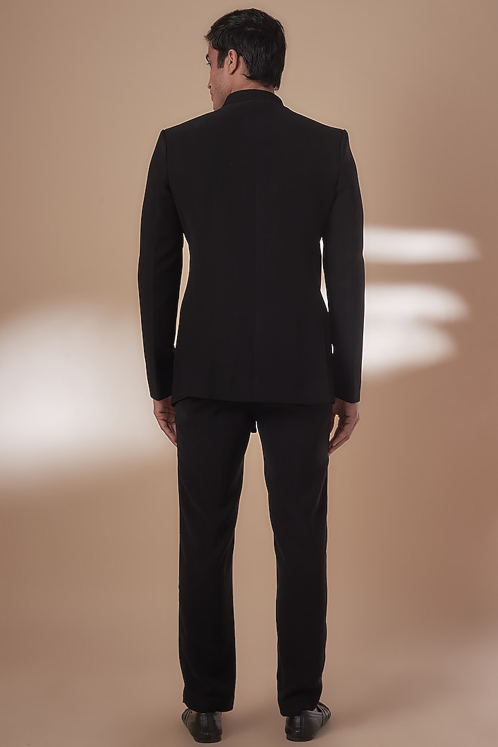 Black Boomario Fabric Hand Work Jodhpuri Set by Nero by Shaifali & Satya at Pernia's Pop Up Shop