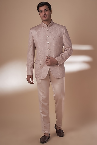 Pink Suiting Jodhpuri Set by Nero by Shaifali & Satya