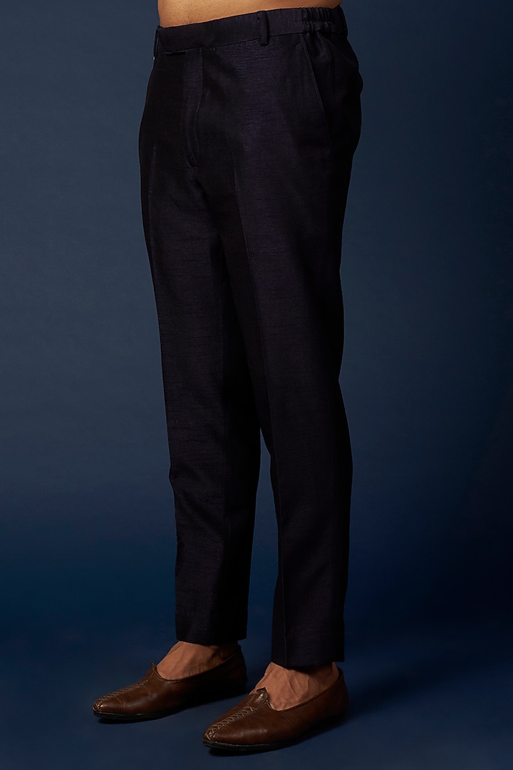 Navy Blue Jacquard Wedding Indowestern Set by Nero by Shaifali & Satya at Pernia's Pop Up Shop