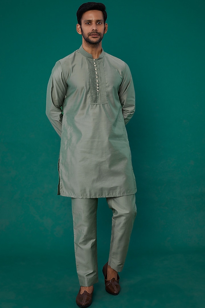 Beige Embroidered Wedding Indowestern Set by Nero by Shaifali & Satya at Pernia's Pop Up Shop