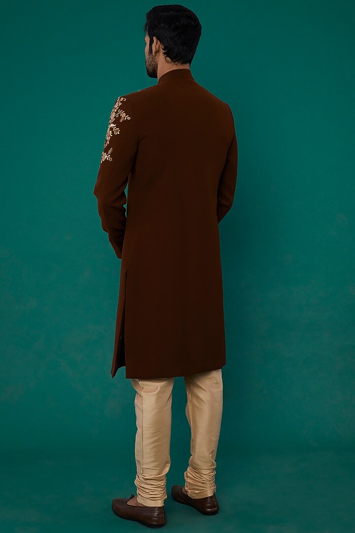 Brown Boomario Wedding Indowestern Set by Nero by Shaifali & Satya at Pernia's Pop Up Shop