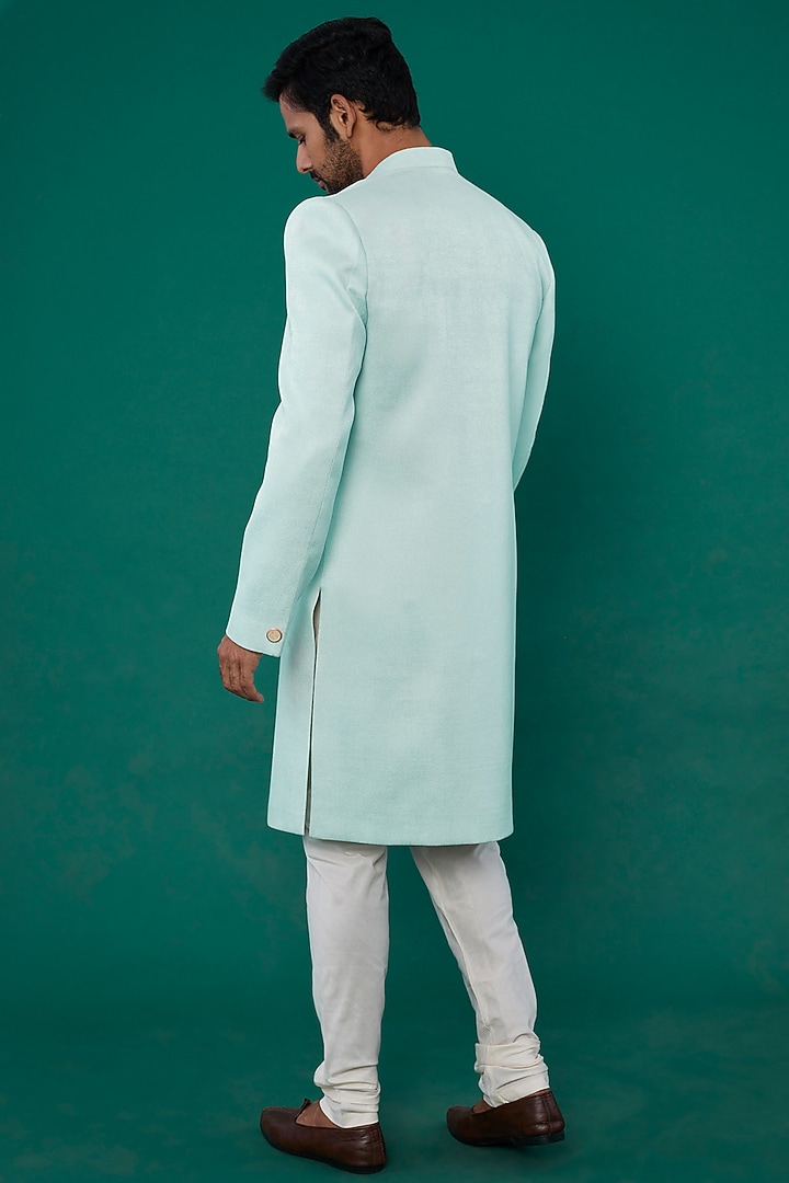 Sky Blue Embroidered Wedding Sherwani Set by Nero by Shaifali & Satya at Pernia's Pop Up Shop