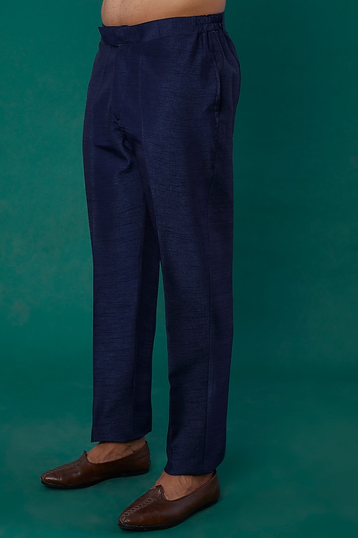 Royal Blue Suede Wedding Indowestern Set by Nero by Shaifali & Satya at Pernia's Pop Up Shop