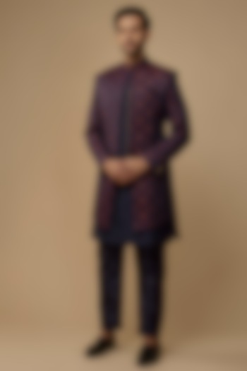 Maroon Suiting Fabric Indo-Western Set by Nero by Shaifali & Satya at Pernia's Pop Up Shop