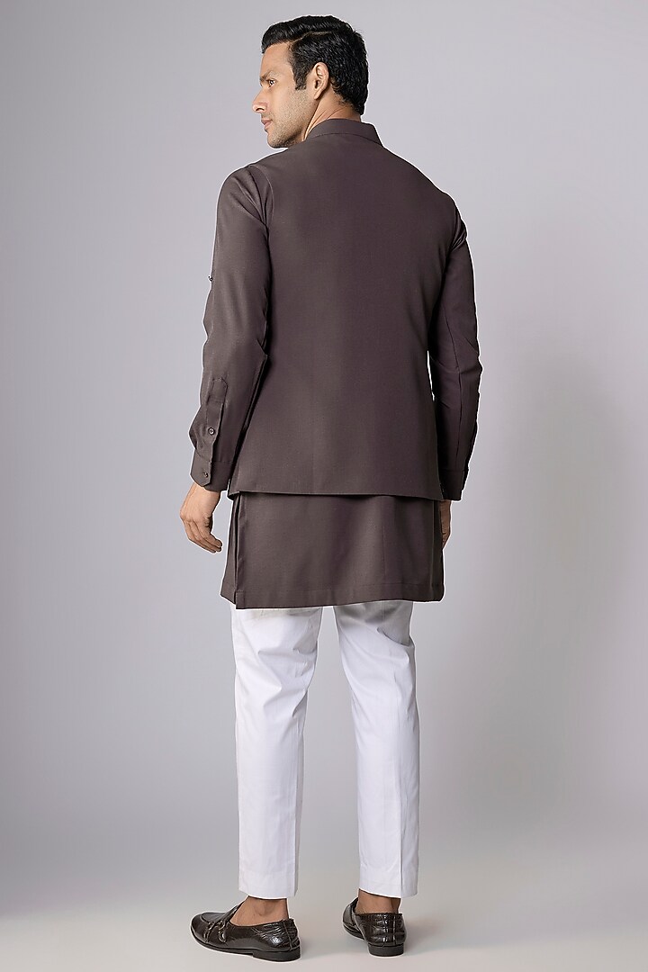 Wine Suiting Bundi Jacket Set by Nero By Shaifali & Satya at Pernia's Pop Up Shop