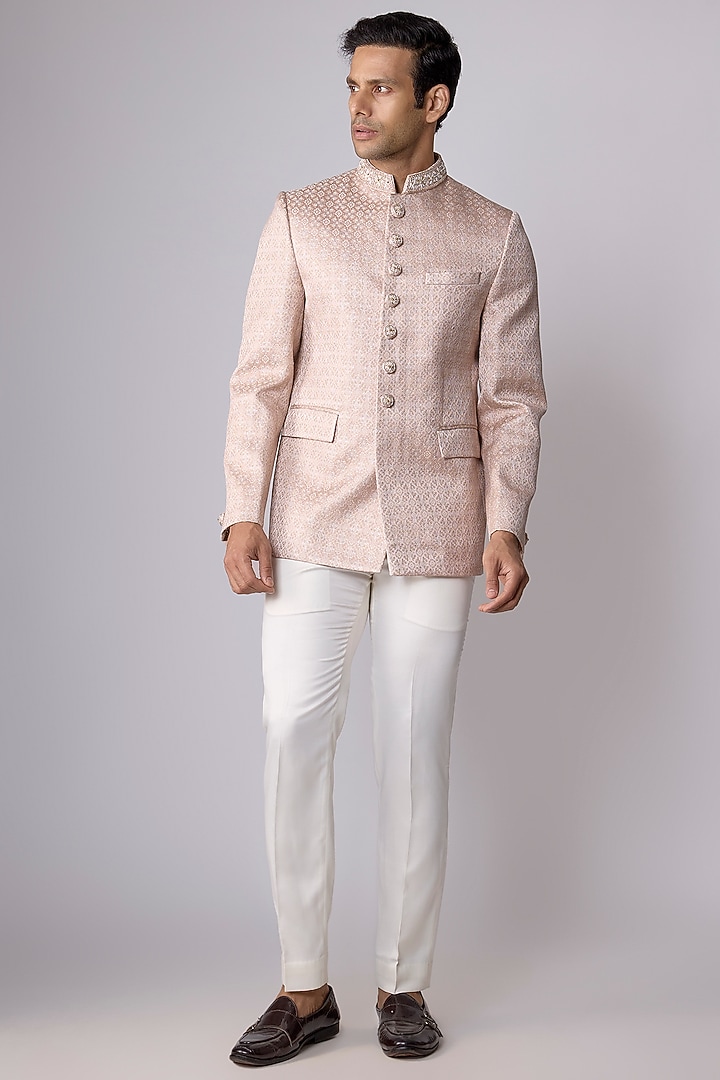Pink Silk Cutdana Handwork Jodhpuri Set by Nero by Shaifali & Satya at Pernia's Pop Up Shop