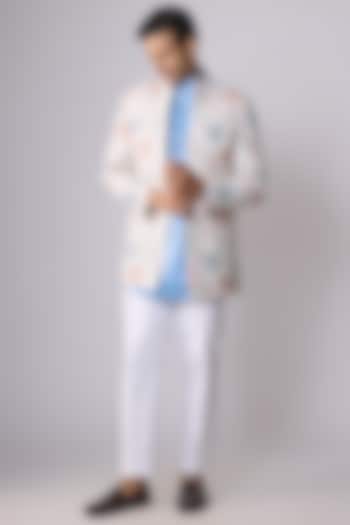 Multi-Colored Silk Hand & Machine Embroidered Open Jacket Set by Nero by Shaifali & Satya at Pernia's Pop Up Shop