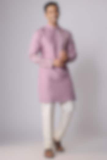 Pink Silk Hand & Machine Embroidered Kurta Set by Nero by Shaifali & Satya at Pernia's Pop Up Shop