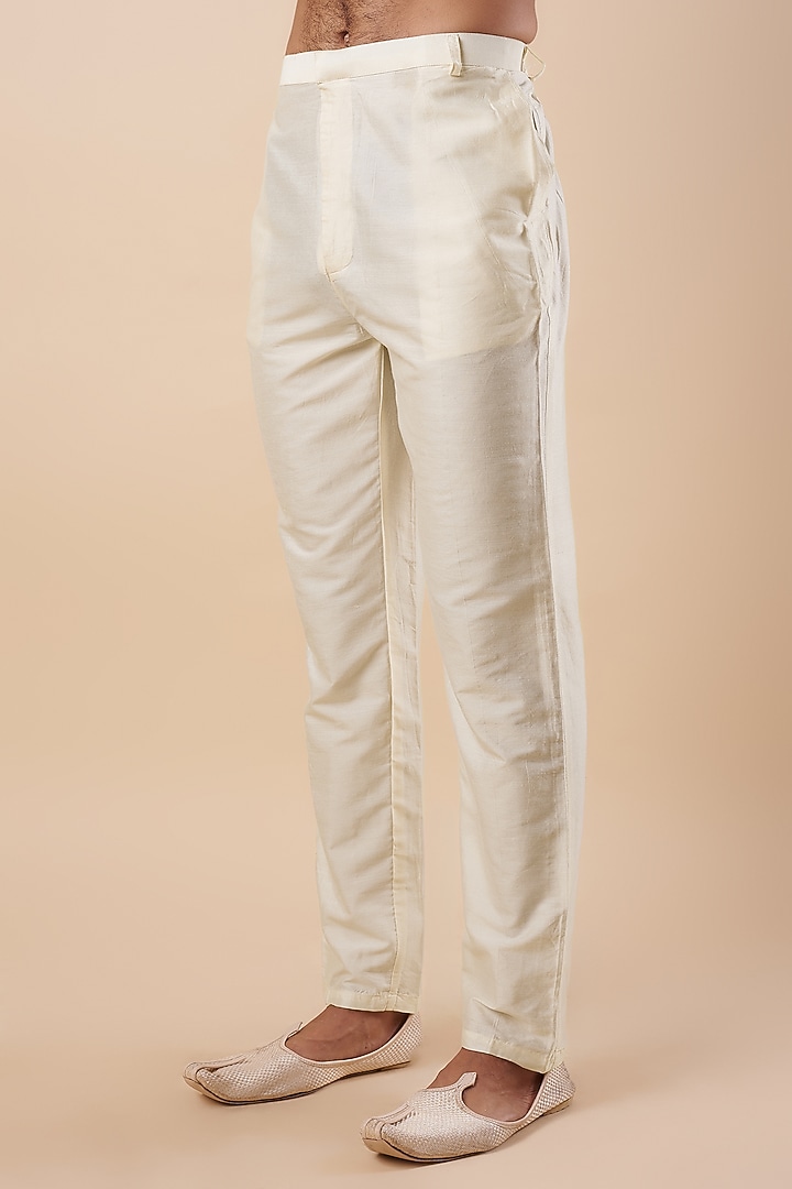 Ivory Silk Embroidered Wedding Sherwani Set by Nero by Shaifali & Satya at Pernia's Pop Up Shop