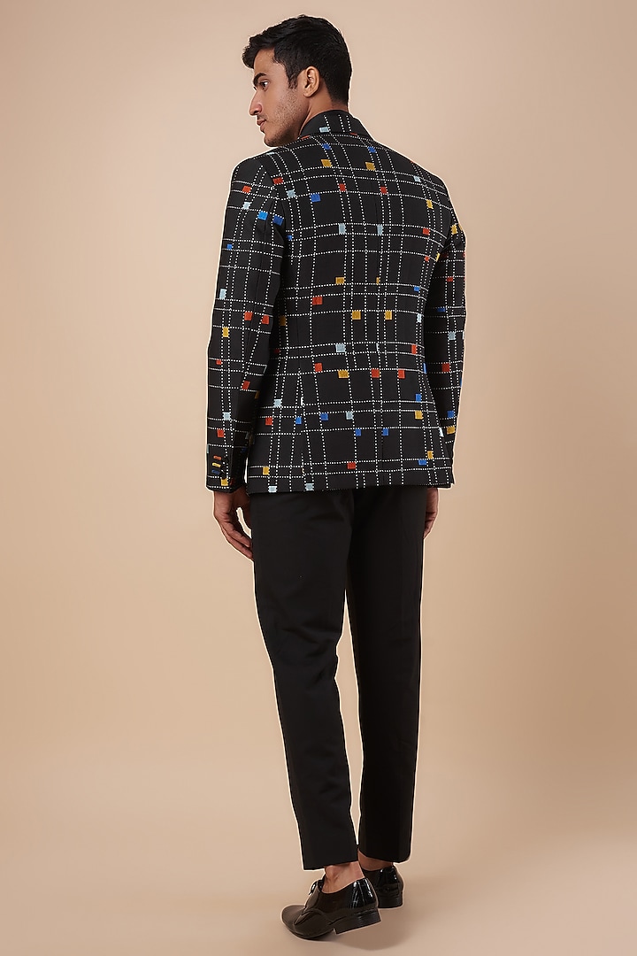 Black Jacquard Blazer by Nero by Shaifali & Satya at Pernia's Pop Up Shop