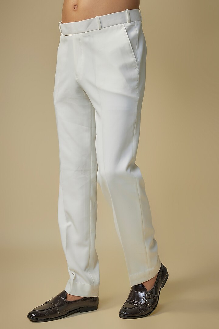 White Suiting Cutdana Embroidered Wedding Bandhgala Set by Nero By Shaifali & Satya at Pernia's Pop Up Shop