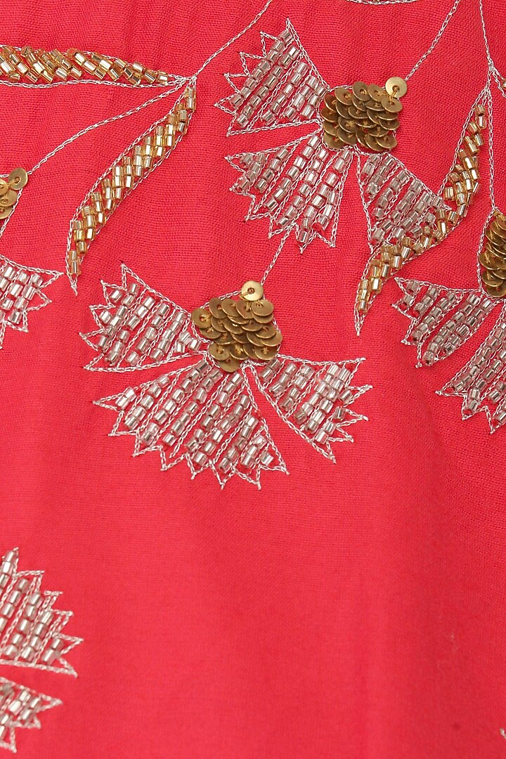 Coral beaded carnations cold shoulder jumpsuit available only at Pernia's Pop Up Shop.