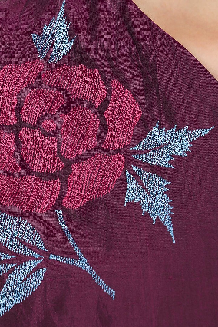 Plum rose bush crushed kalidaar set with tassel scarf available only at Pernia's Pop Up Shop.