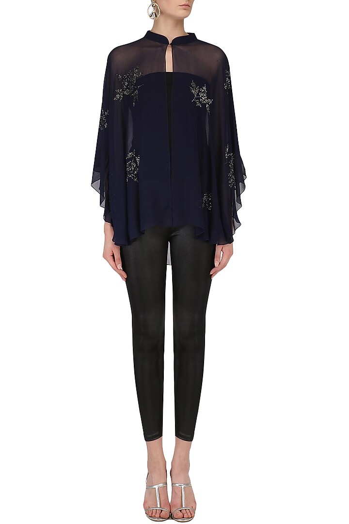 Indigo beaded rose bush cape available only at Pernia's Pop Up Shop.