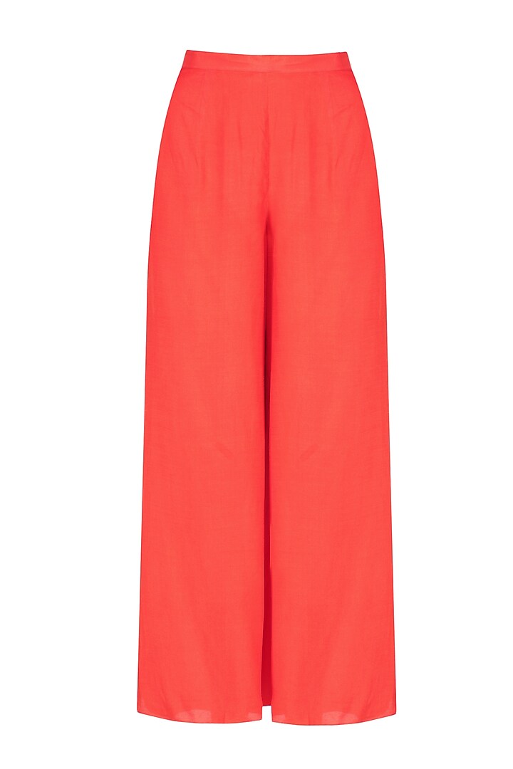Coral rose bush trapezium hem kurta set available only at Pernia's Pop Up Shop.