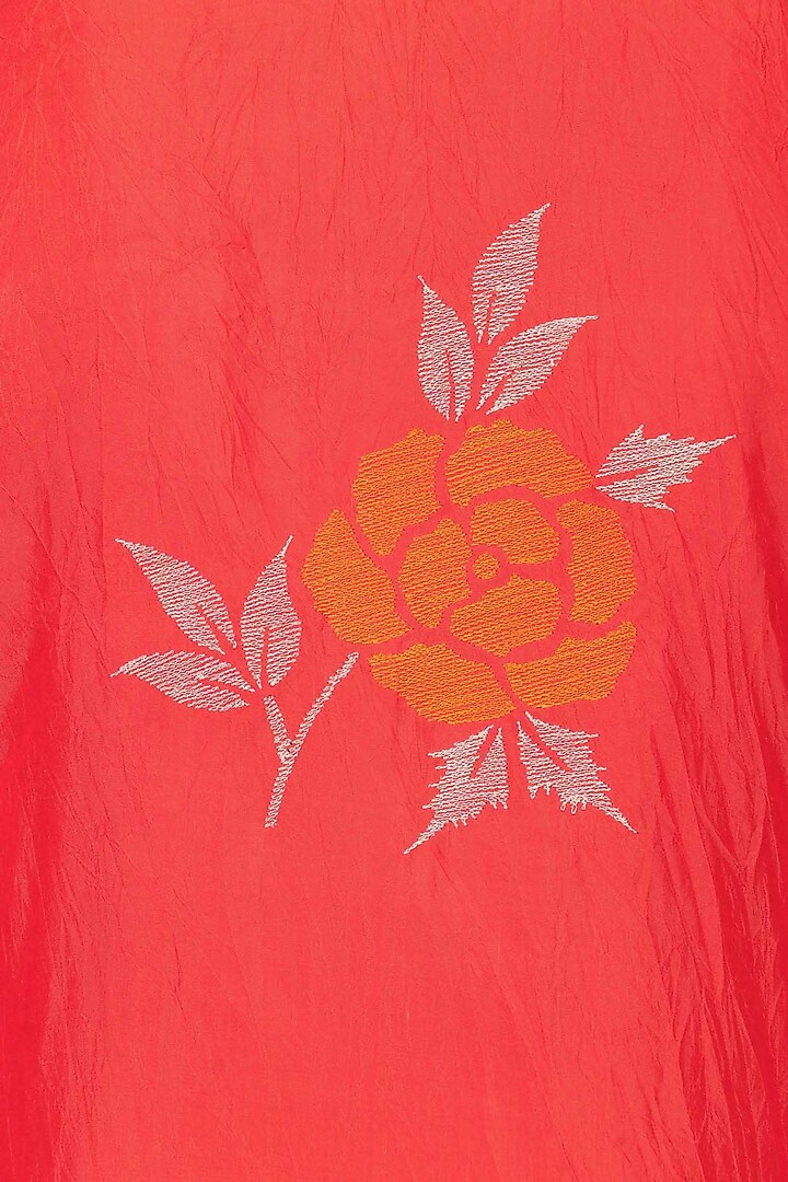 Coral rose bush trapezium hem kurta set available only at Pernia's Pop Up Shop.