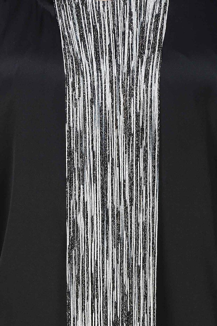 Nachiket Barve presents Black piu piu tye and dye fringes satin dress available only at Pernia's Pop Up Shop.