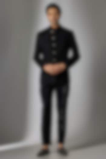 Black Velvet Jodhpuri Set by Nero by Shaifali & Satya at Pernia's Pop Up Shop