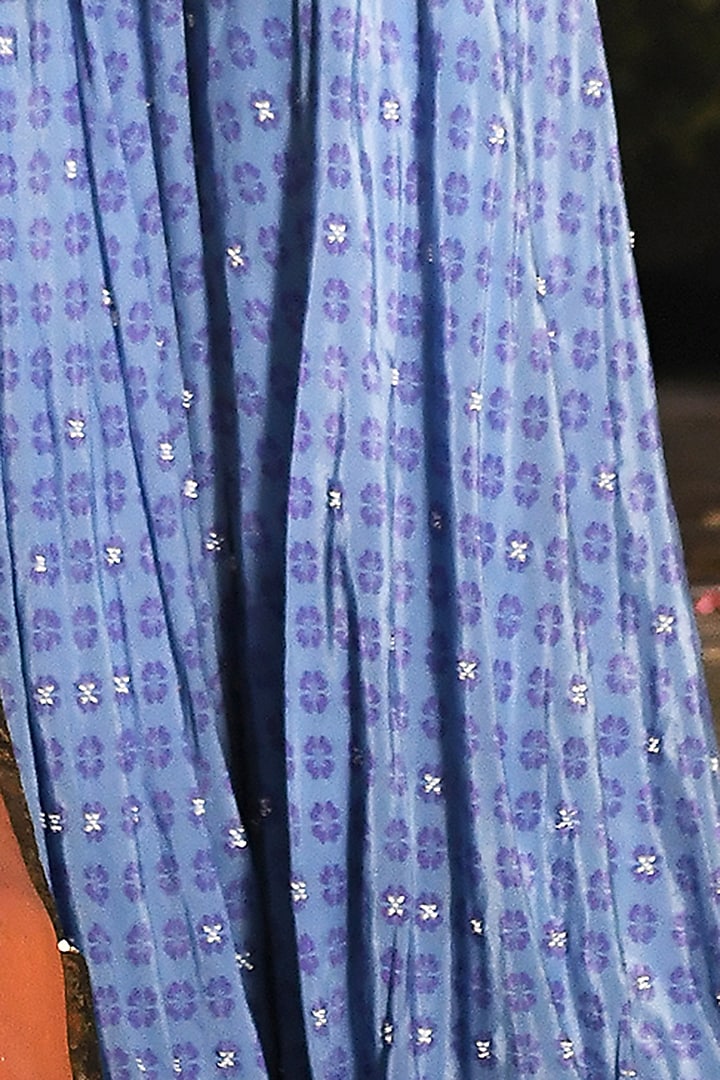 Pastel Blue Hand Embroidered Flared Wedding Sharara Set by Neha Chopra Tandon at Pernia's Pop Up Shop