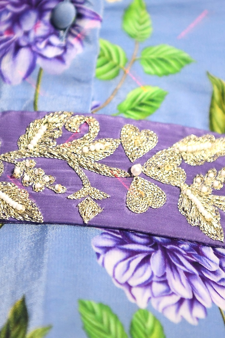 Pastel Blue Hand Embroidered Flared Wedding Sharara Set by Neha Chopra Tandon at Pernia's Pop Up Shop