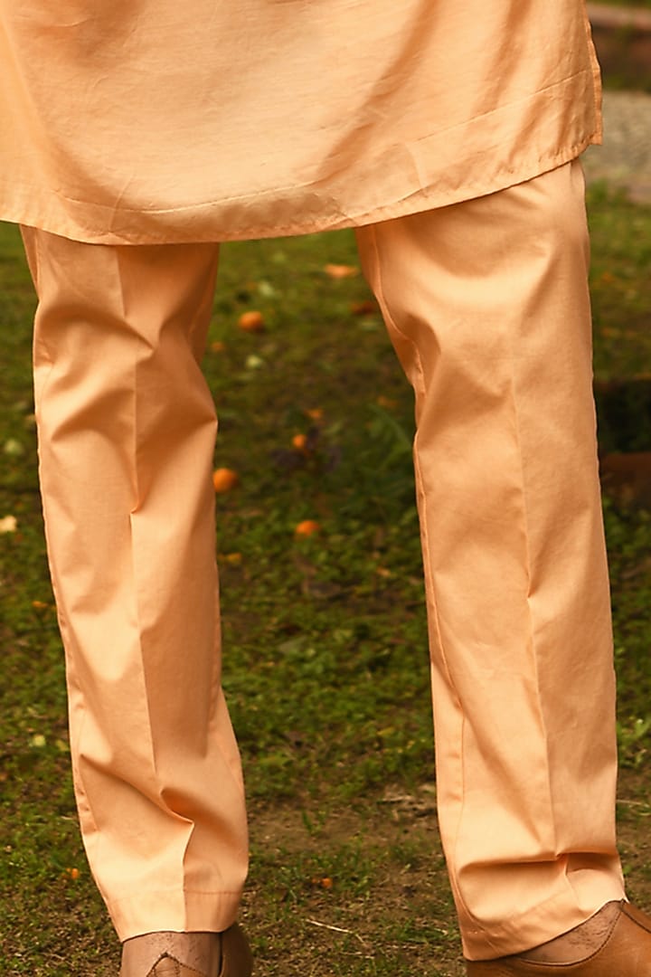 Peach Floral Printed Kurta Set by Neha Chopra Tandon Men at Pernia's Pop Up Shop