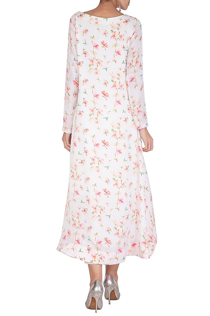 White Printed Tunic With Cigarette Pants by Neha Chopra Tandon at Pernia's Pop Up Shop