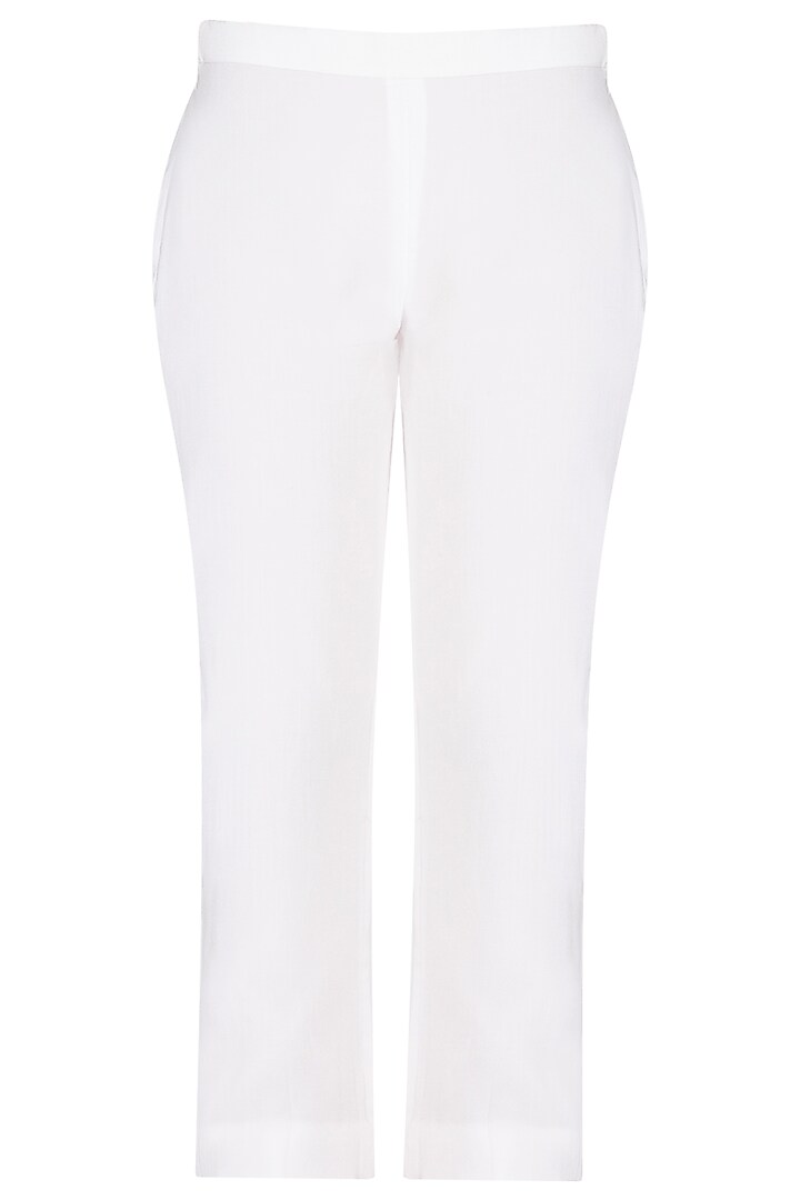 White Printed Tunic With Cigarette Pants by Neha Chopra Tandon at Pernia's Pop Up Shop