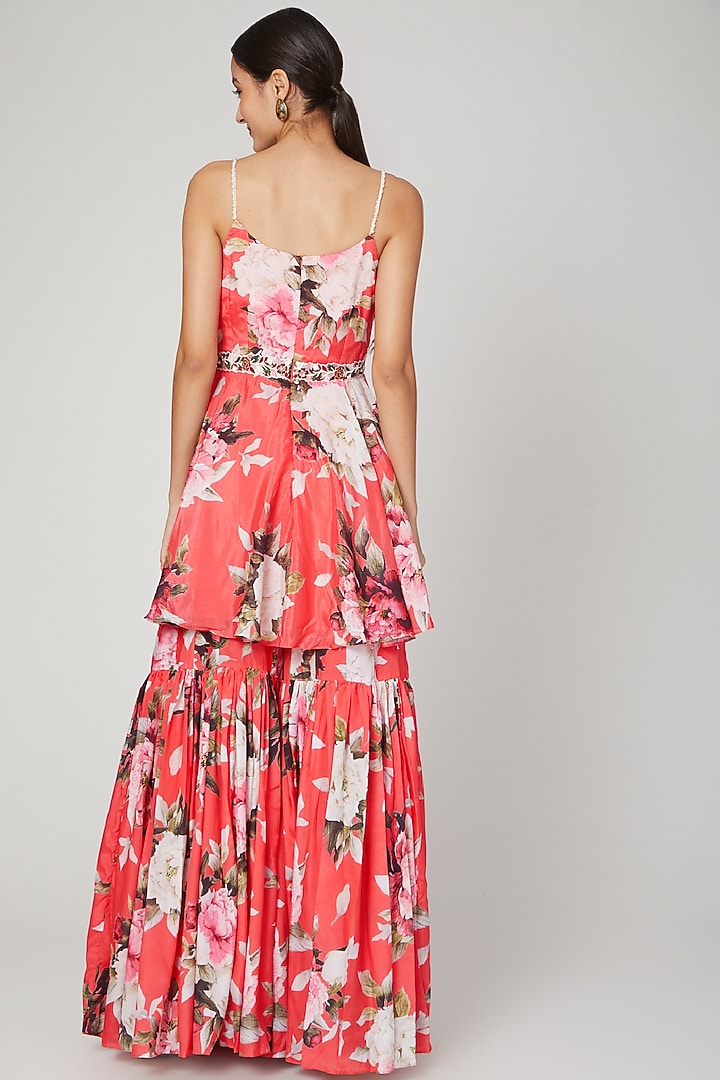 Red Printed Party Wear Sharara Set by Neha Chopra Tandon at Pernia's Pop Up Shop