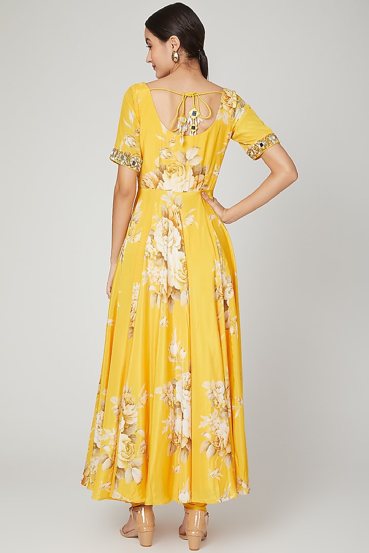 Mango Yellow Printed Party Wear Anarkali Set by Neha Chopra Tandon at Pernia's Pop Up Shop