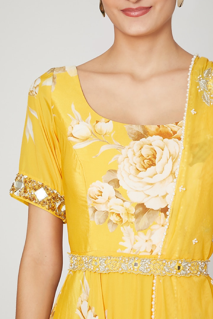 Mango Yellow Printed Party Wear Anarkali Set by Neha Chopra Tandon at Pernia's Pop Up Shop