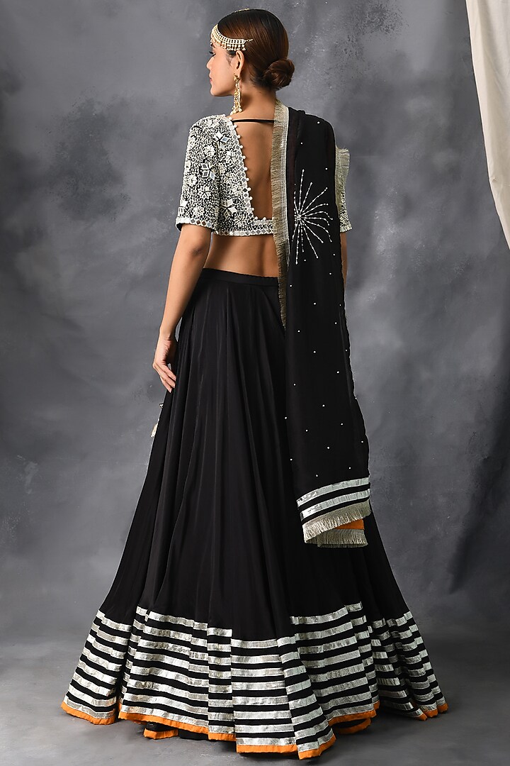 Black Zardosi Hand Embroidered Wedding Lehenga Set by Neha Chopra Tandon at Pernia's Pop Up Shop