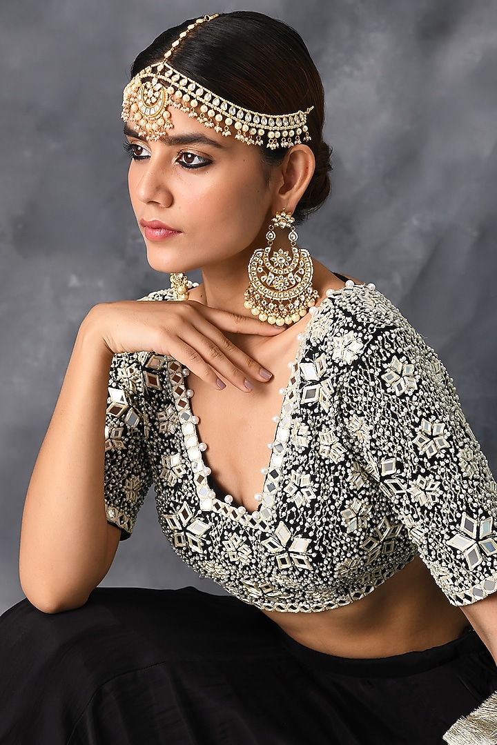 Black Zardosi Hand Embroidered Wedding Lehenga Set by Neha Chopra Tandon at Pernia's Pop Up Shop