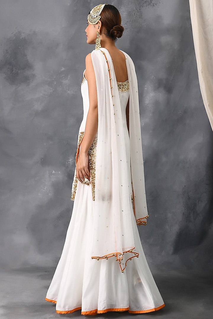 Ivory Mirror & Sequins Embroidered Party Wear Sharara Set by Neha Chopra Tandon at Pernia's Pop Up Shop
