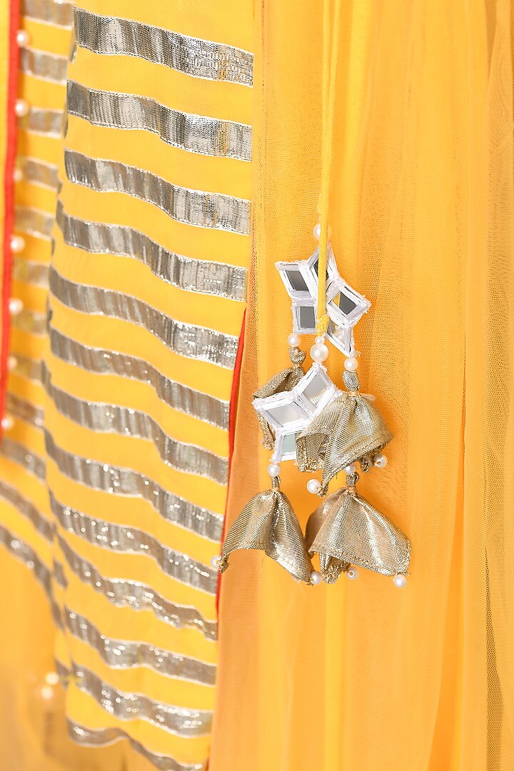 Yellow Mirror & Sequins Embroidered Party Wear Sharara Set by Neha Chopra Tandon at Pernia's Pop Up Shop