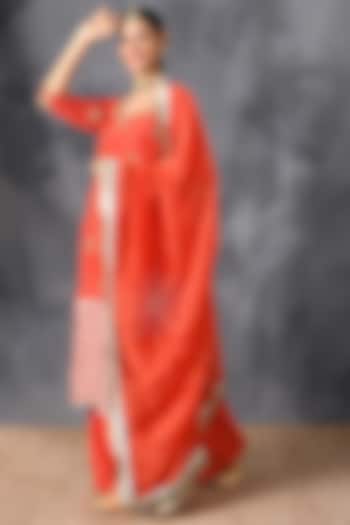 Red Mirror & Sequins Embroidered Kurta Set by Neha Chopra Tandon at Pernia's Pop Up Shop