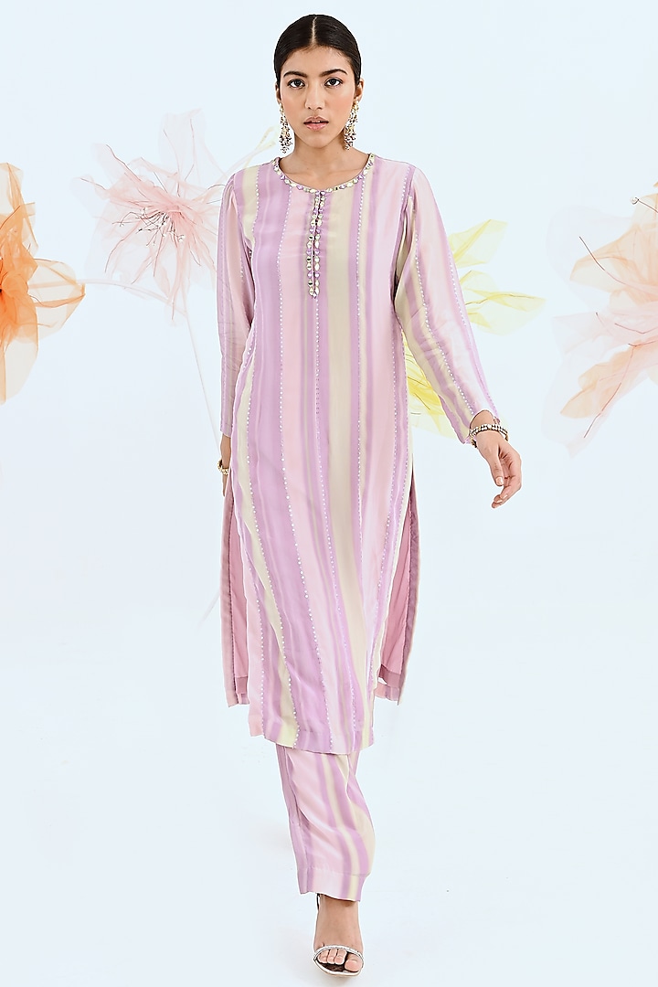 Lilac Sequinned Kurta Set by Neha Chopra Tandon at Pernia's Pop Up Shop