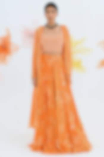 Orange Printed Wedding Lehenga Set by Neha Chopra Tandon at Pernia's Pop Up Shop