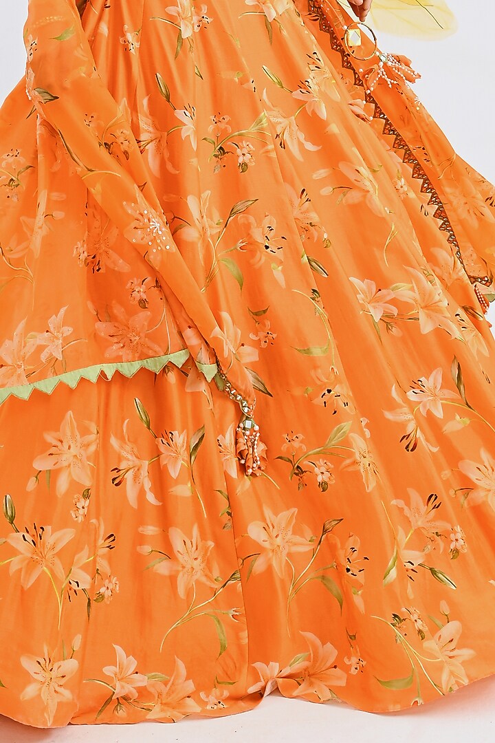 Orange Printed Wedding Lehenga Set by Neha Chopra Tandon at Pernia's Pop Up Shop
