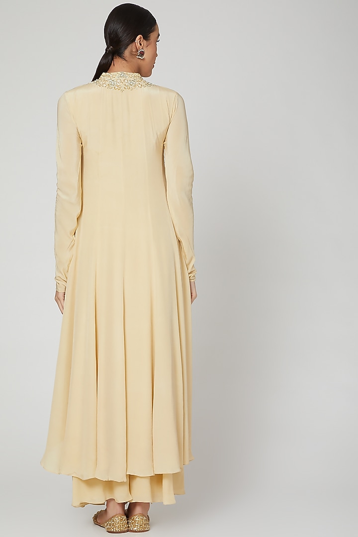 Beige Embroidered Party Wear Anarkali Set by Neha Chopra Tandon at Pernia's Pop Up Shop