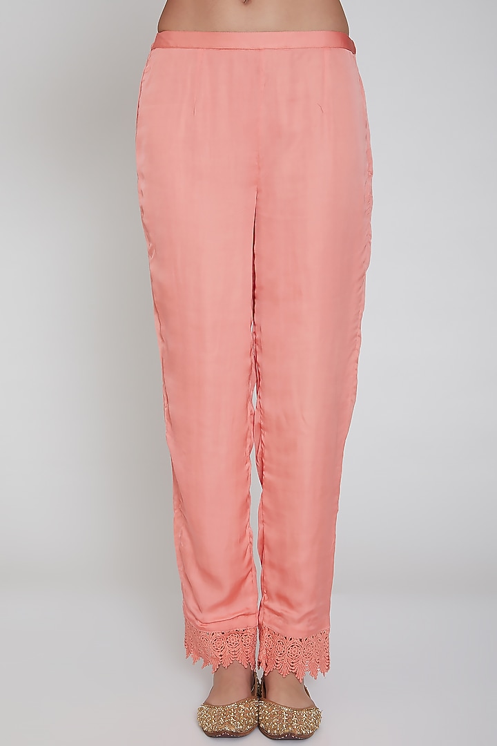 Peach Printed High-Low Party Wear Anarkali Set by Neha Chopra Tandon at Pernia's Pop Up Shop