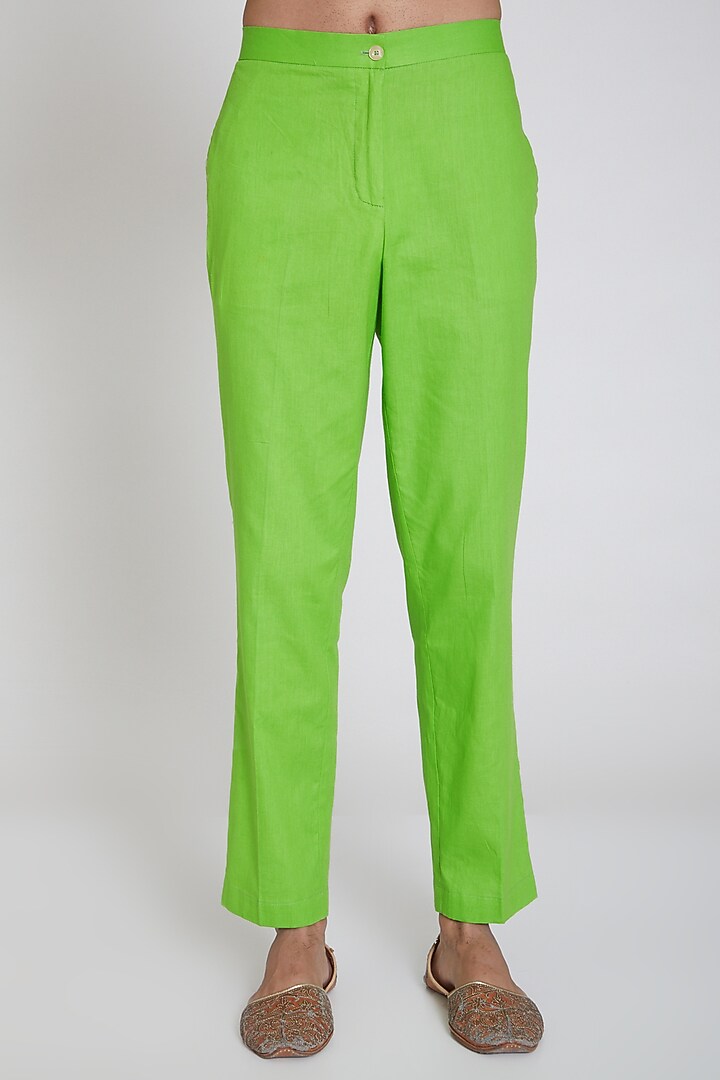 Lime Green Floral Printed Kurta Set by Neha Chopra Tandon Men at Pernia's Pop Up Shop