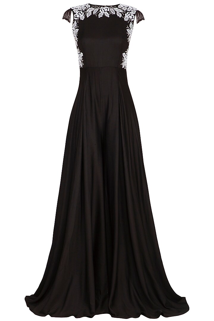 Black Embroidered Jumpsuit by Neha Chopra Tandon at Pernia's Pop Up Shop