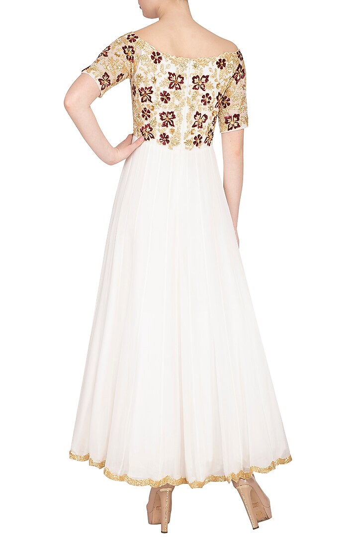 White Embroidered Wedding Anarkali Set by Neha Chopra Tandon at Pernia's Pop Up Shop