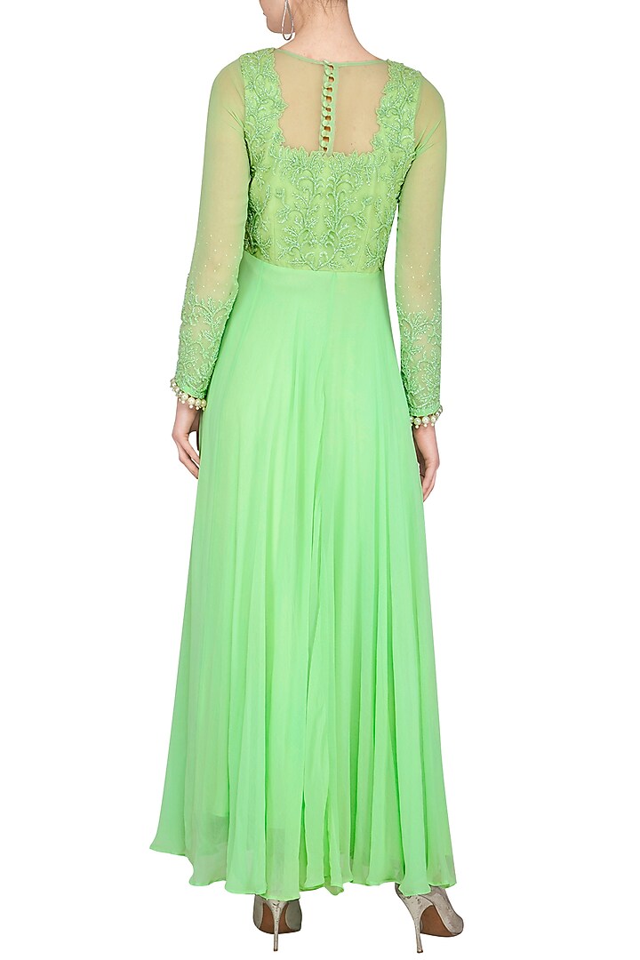 Mint Green Embroidered Party Wear Anarkali Set by Neha Chopra Tandon at Pernia's Pop Up Shop