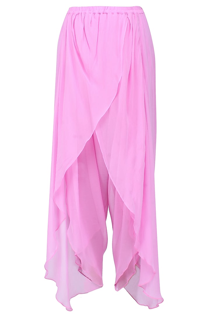 Mauve pearls and sequins embellished short tunic and lungi dhoti pants set available only at Pernia's Pop Up Shop.