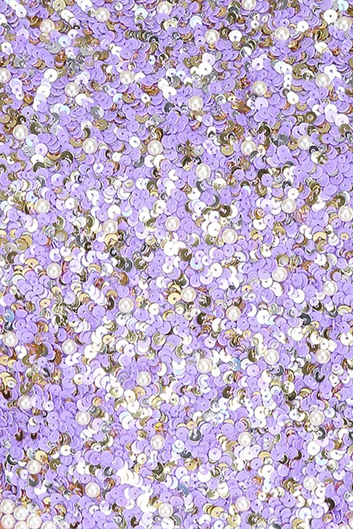Lilac pearls and sequins embellished flared cutout gown with an attcahed drape available only at Pernia's Pop Up Shop.