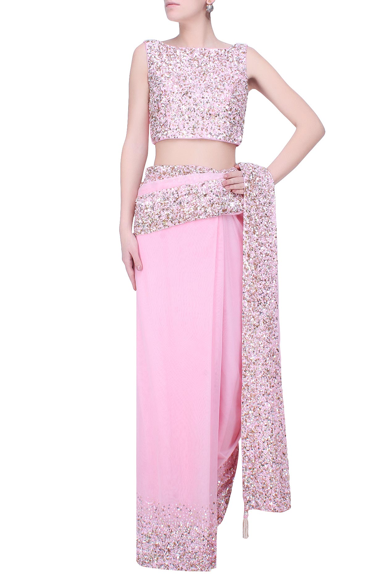 pink sequin blouse