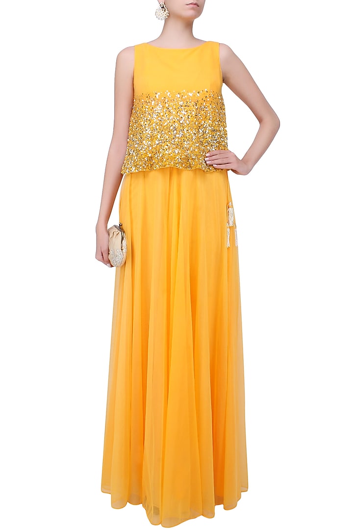 Mango pearls and sequins embroidered short tunic and sharara pants set available only at Pernia's Pop Up Shop.