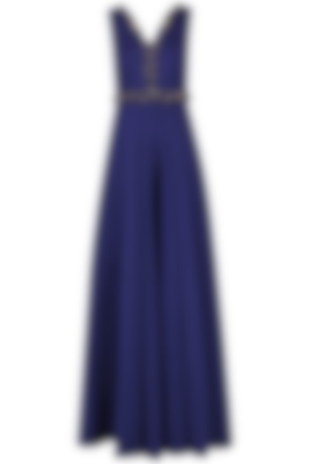 Royal Blue Embroidered Jumpsuit by Neha Chopra Tandon