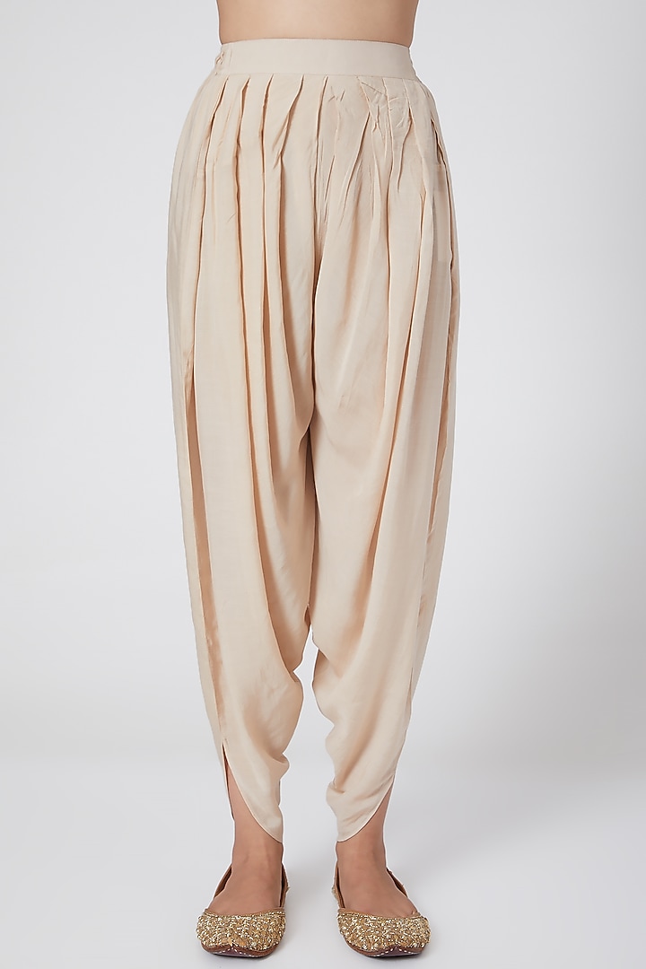 Orange & Beige Embroidered Kurta Set by POULI at Pernia's Pop Up Shop